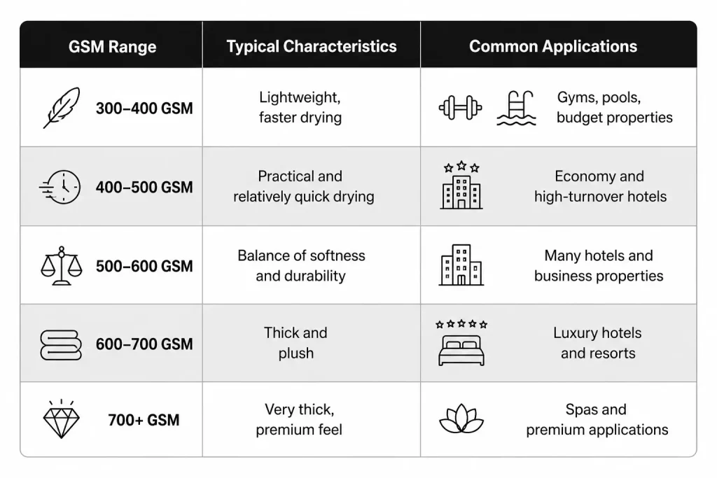 GSM FABRIC CHART